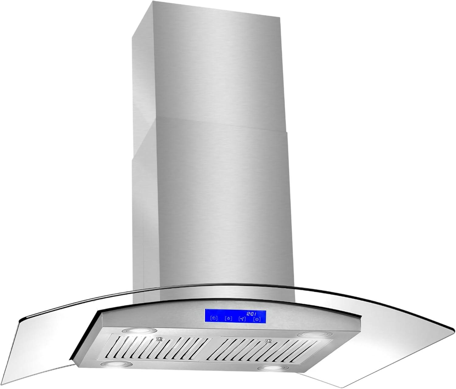 Cosmo COS-668ICS900 36 Inch Island Range Hood w/ Touch Controls, Stainless Steel