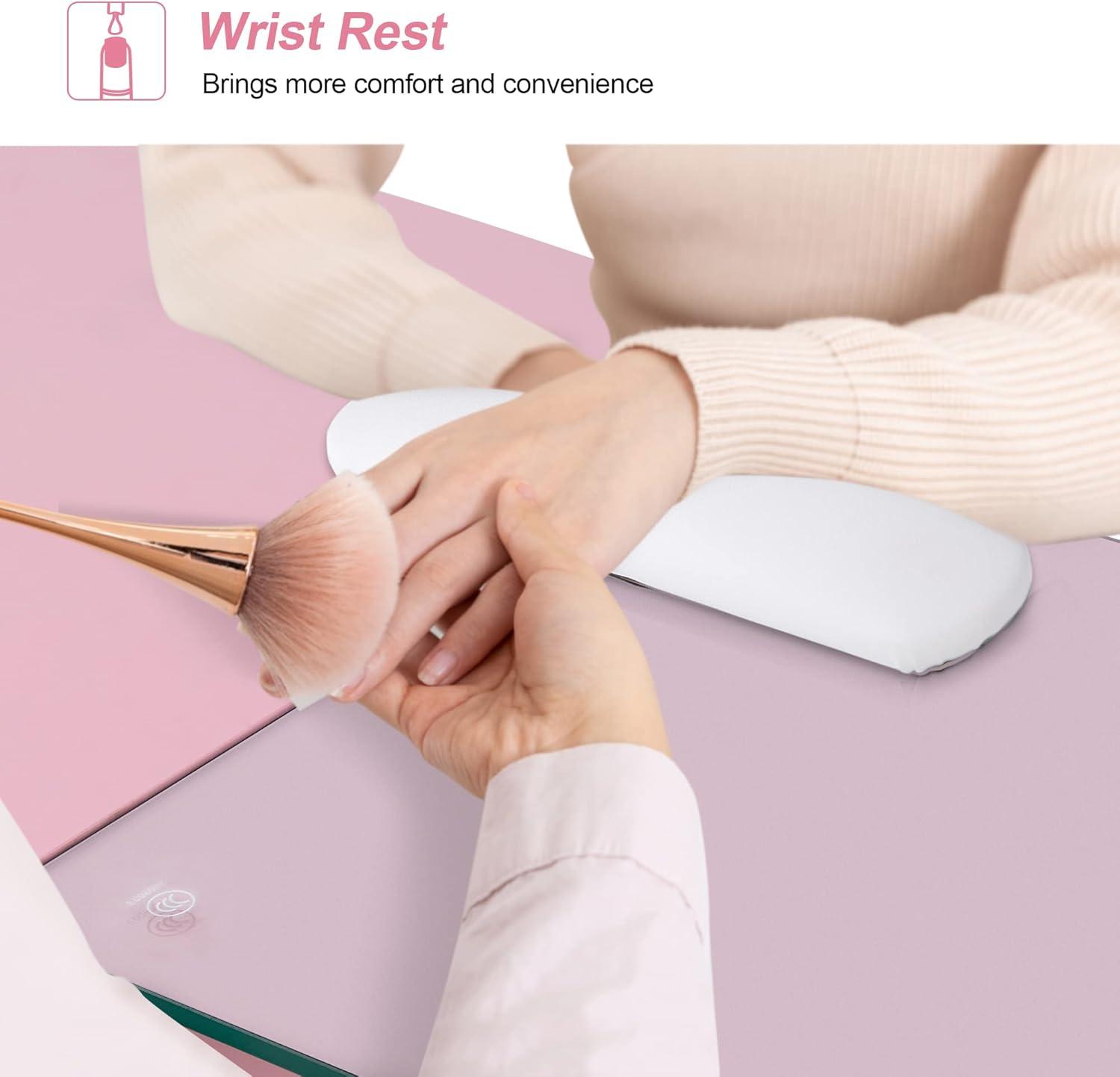 BarberPub Makeup Vanity Desk with Storage Drawer and Cabinet, Nail Desk with Glass Top