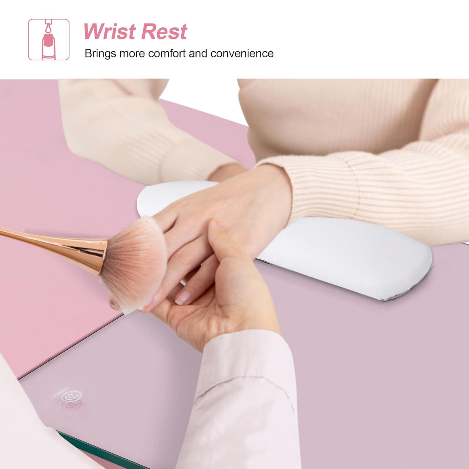 BarberPub Makeup Vanity Desk with Storage Drawer and Cabinet, Nail Desk with Glass Top