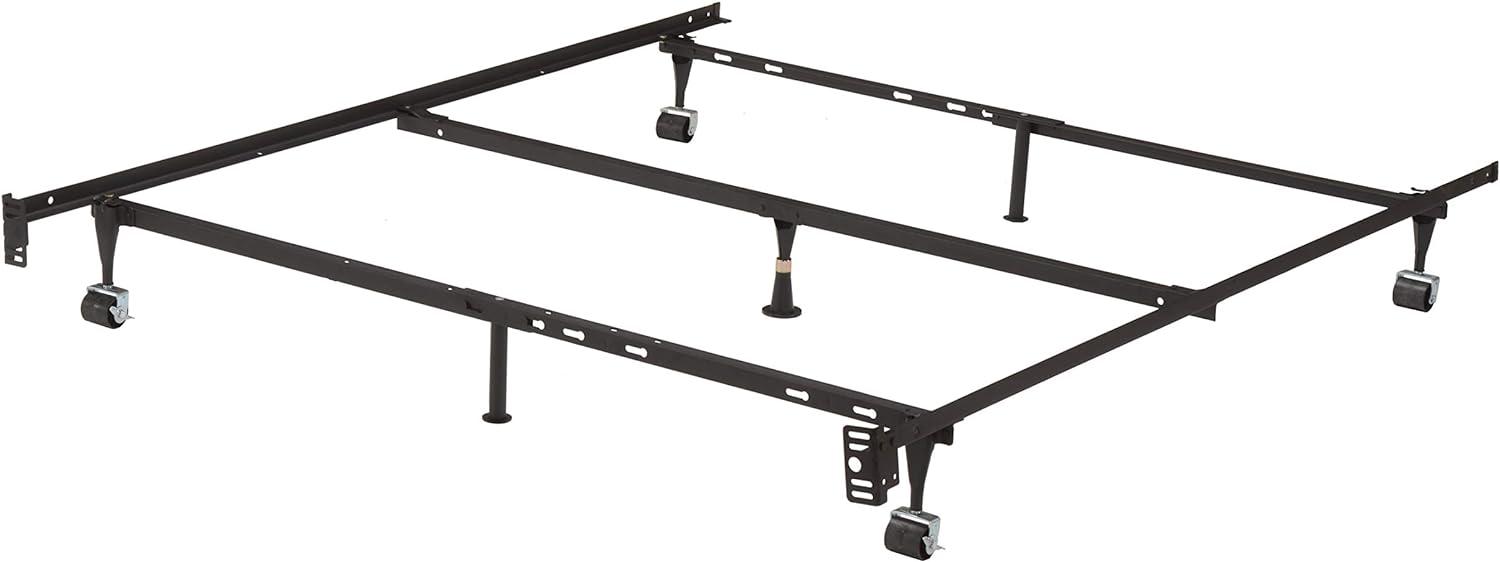 Adjustable Black Metal Bed Frame with Center Support Legs