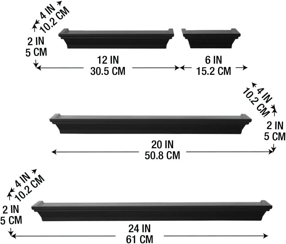 Melannco Melannco 5 Pieces Floating Molding Shelves for Bedroom, Living Room, Bathroom, Kitchen, Nursery (Set of 5)