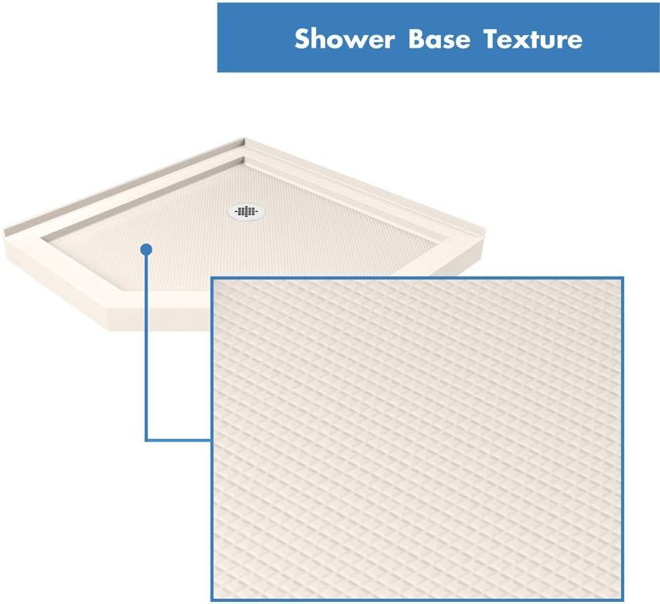Prism 42" W x 42" D x 74.75" H Frameless Neo-Angle Reversible Shower Kit with Towel Bar and Base Included