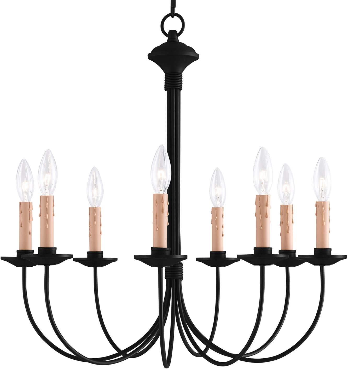 Elegant Black Steel 8-Light Candelabra Chandelier