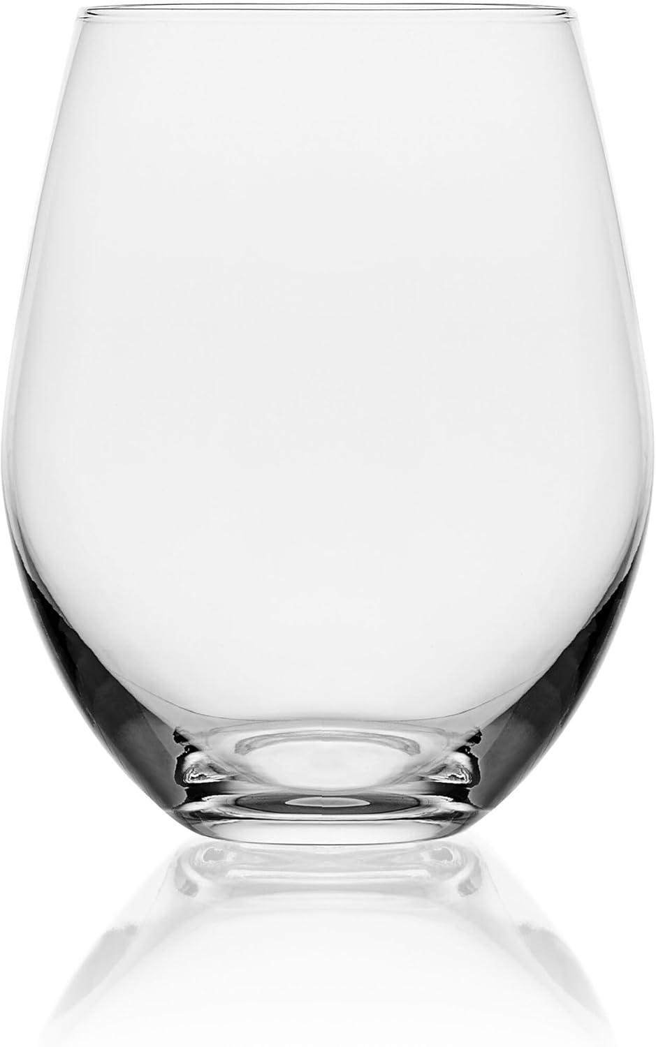 Clear 21-Ounce Modern Stemless Wine Glass Set of 4