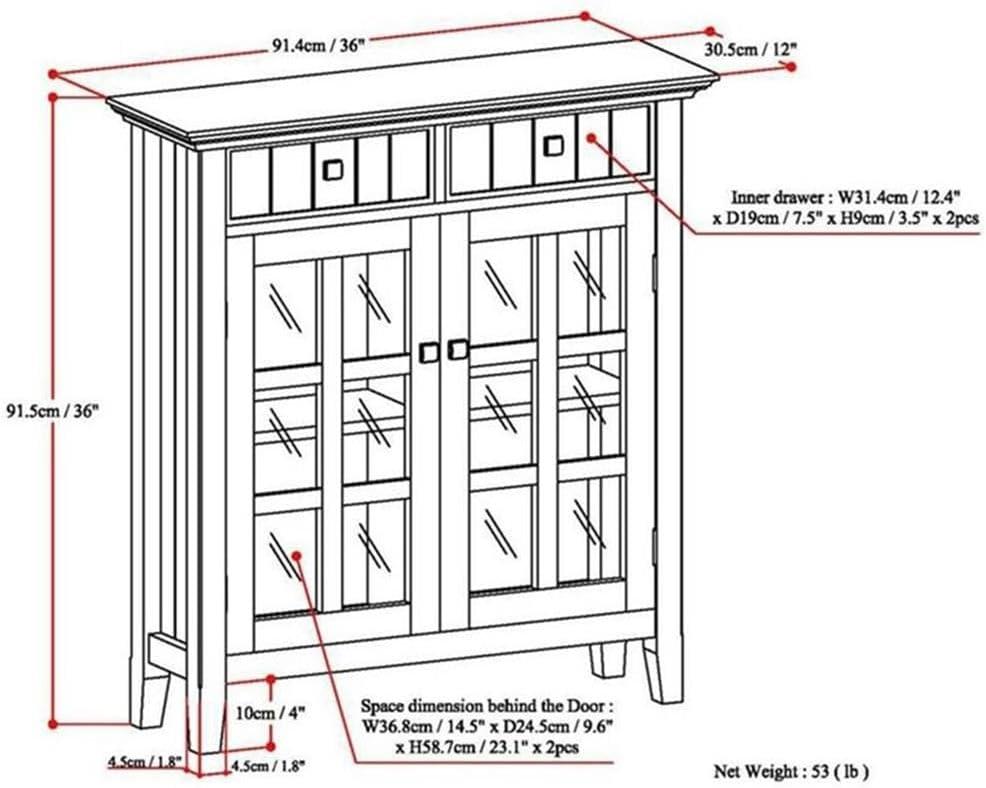 Simpli Home Acadian Wood 36" Transitional Entryway Cabinet in Natural Brown