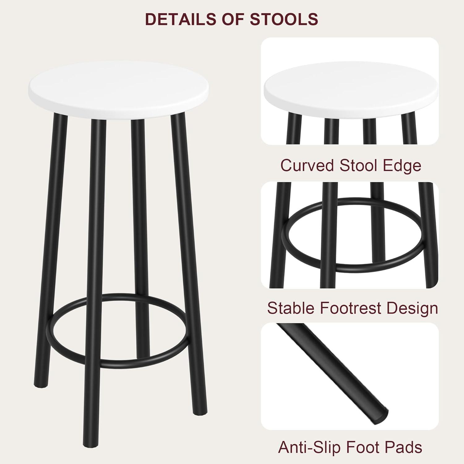 White and Black MDF and Metal Pub Table Set with Shelves