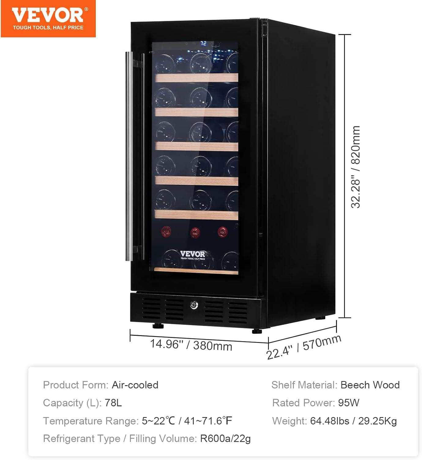 VEVOR Single Zone 14.96'' and Can Wine & Beverage Refrigerator