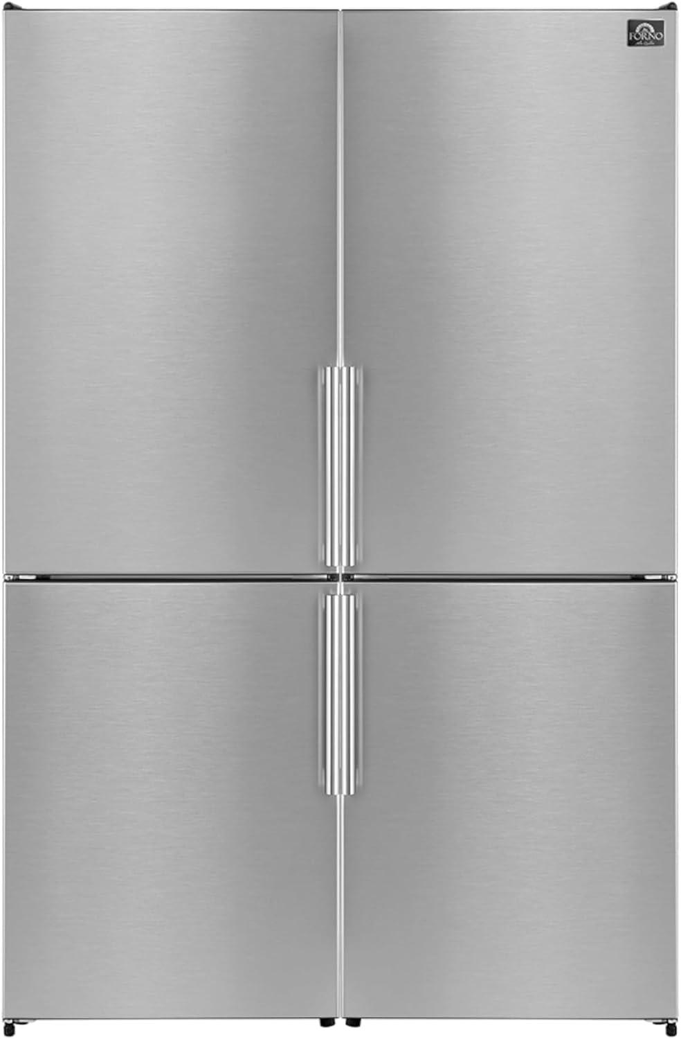 Guardia 46.8-Inch Side-by-Side Bottom Freezer Refrigerator Stainless Steel, 21.6 cu.ft.
