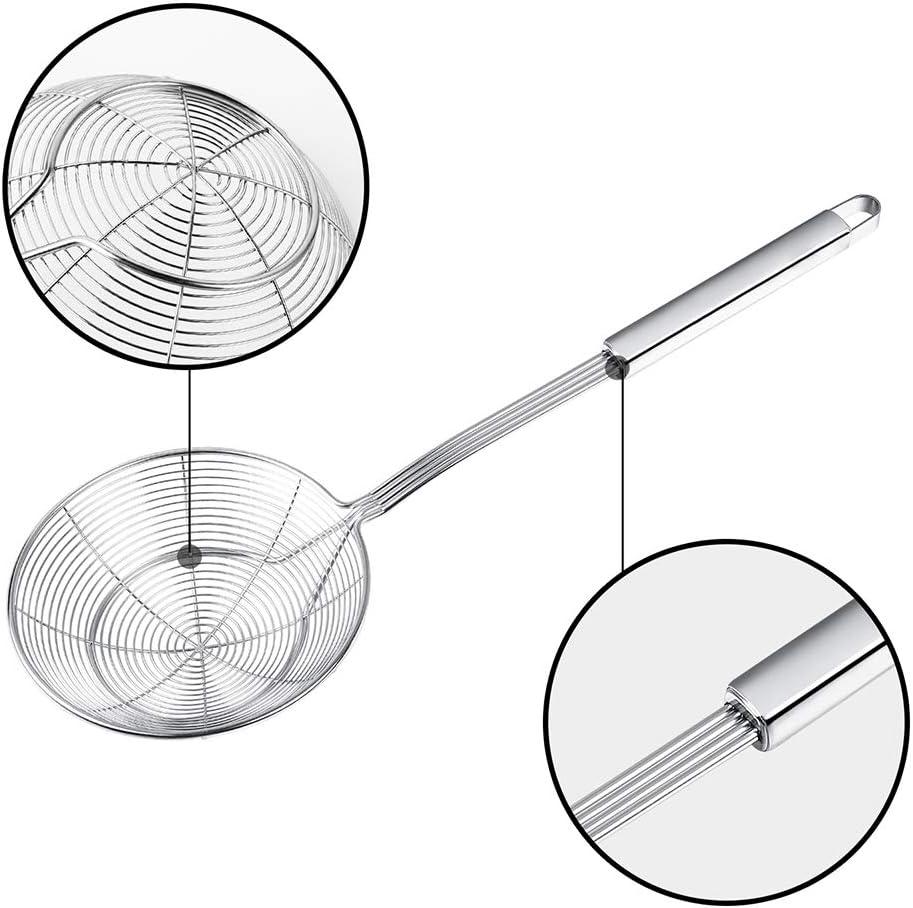 Spider Strainer Skimmer Swify Stainless Steel Asian Strainer Ladle Frying Spoon with Handle for Kitchen Deep Fryer Pasta Spaghetti Noodle 5.5 Inch