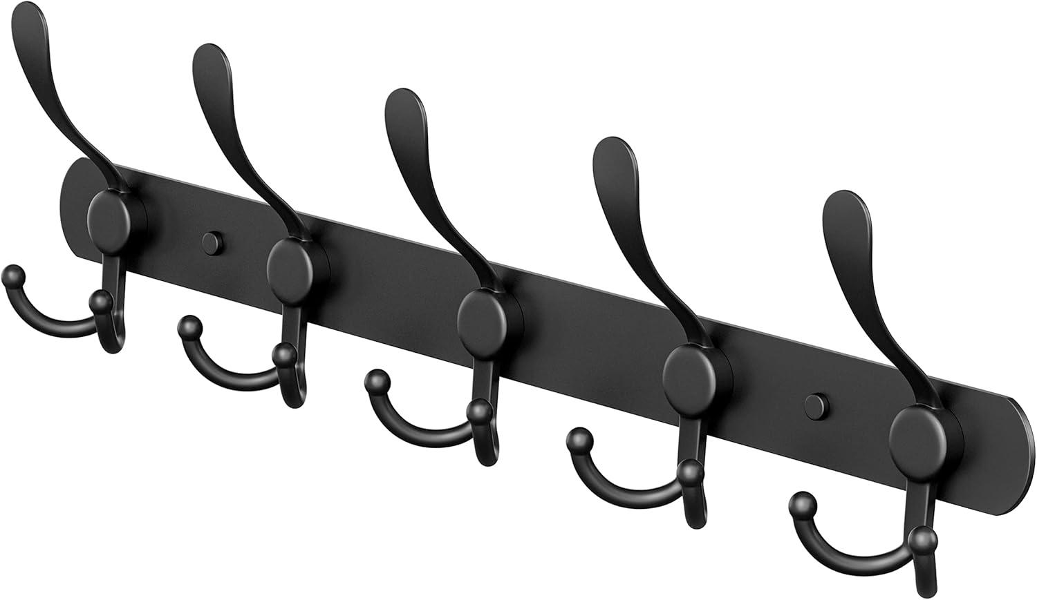 16-Inch Matte Black Stainless Steel Wall Mounted Coat Rack