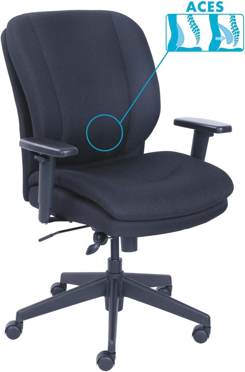 SertaPedic Cosset Ergonomic Task Chair, Supports Up to 275 lb, 19.5" to 22.5" Seat Height, Black