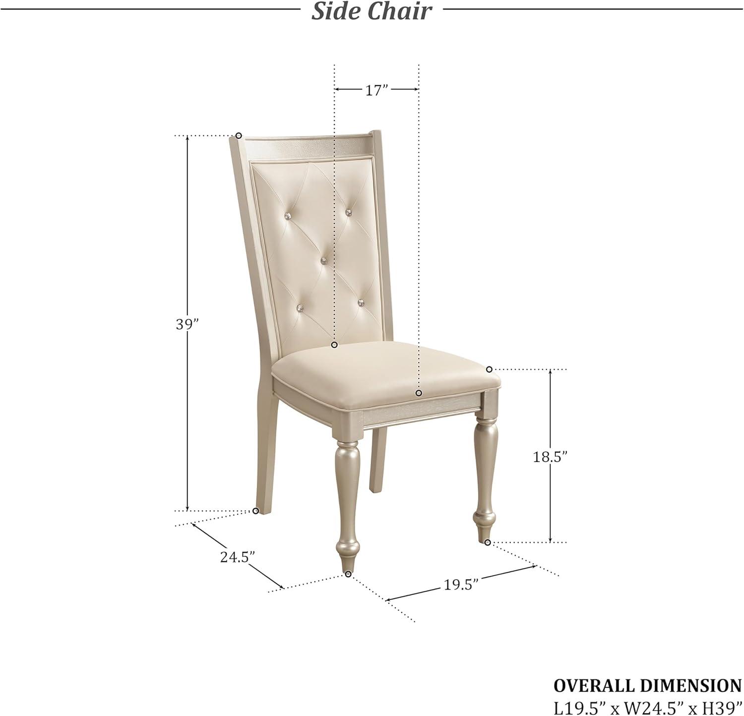 Elegant Pearl White Faux Leather Upholstered Side Chair