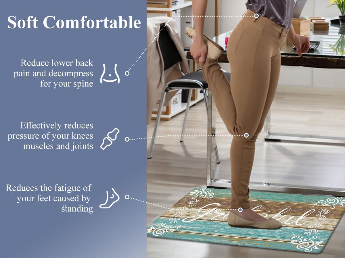 Rosalind Wheeler The Anti Fatigue Kitchen Mat Set of 2 Non Slip Cushioned Kitchen Mats for Floor Waterproof Farmhouse Kitchen Rugs and Mats Set Comfort Standing Desk Mat Carpet