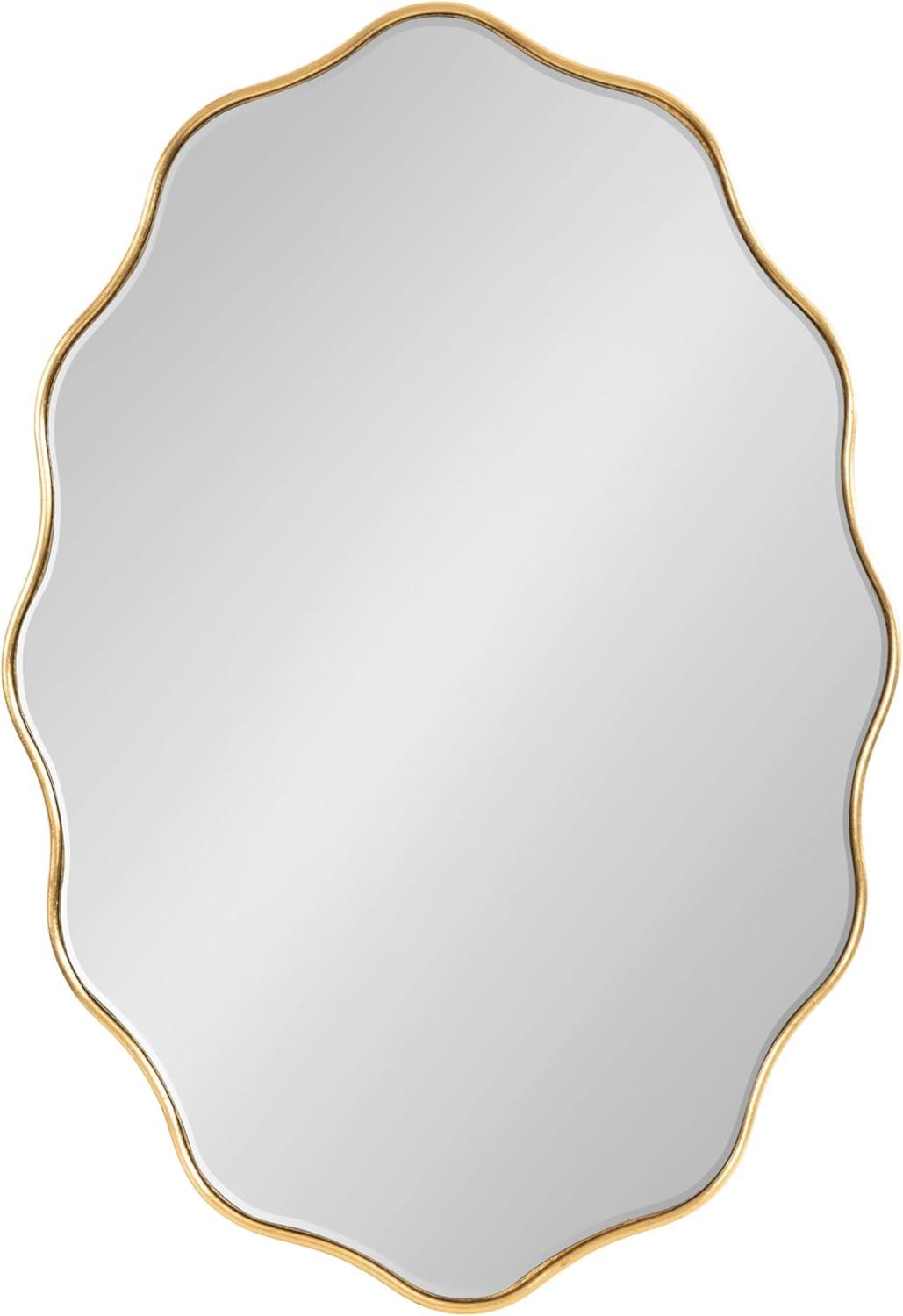 Kate & Laurel All Things Decor 24"x34" Viona Oval Scalloped Mirror Gold: Luxury Glam Style, No Assembly, Wall Mounted