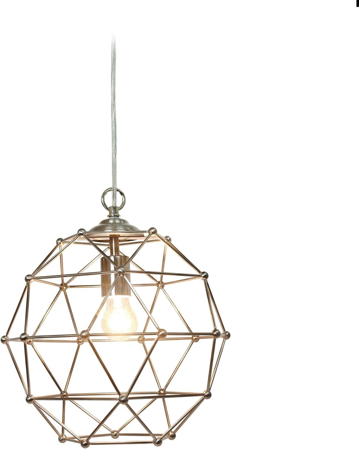 1 Light Hexagon Industrial Rustic Pendant Light, Brushed Nickel