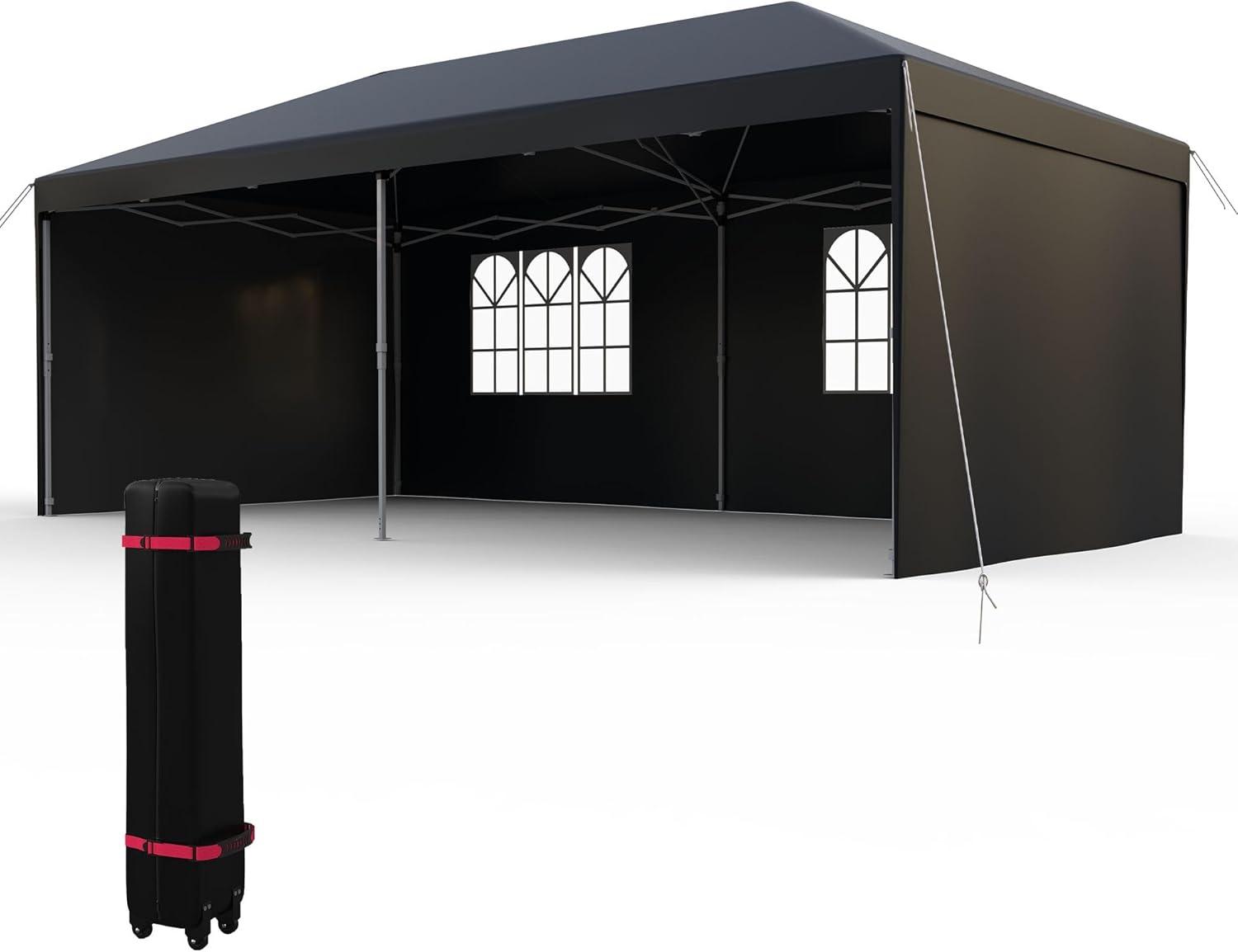 10X20ft Pop Up Canopy Tent - Spacious Standing Room, Quick And Easy Assembly, 4 Removable Sidewalls