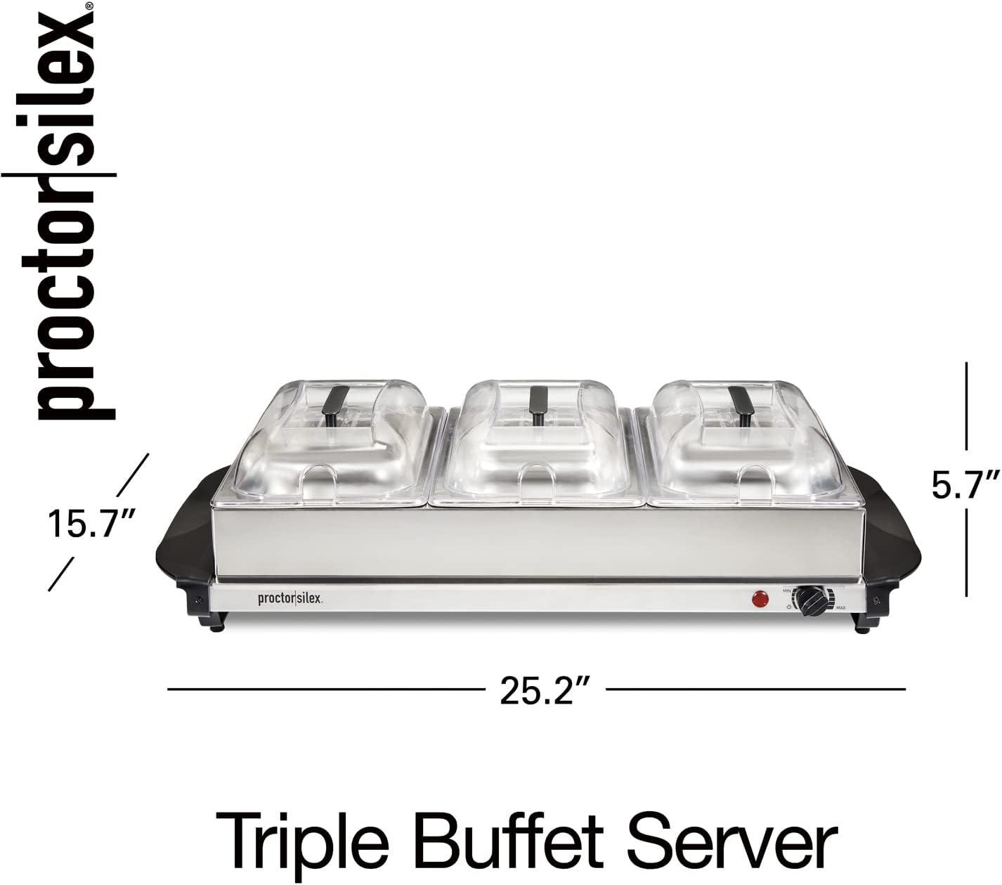 Proctor Silex Triple Buffet Server with Stainless Steel Pans