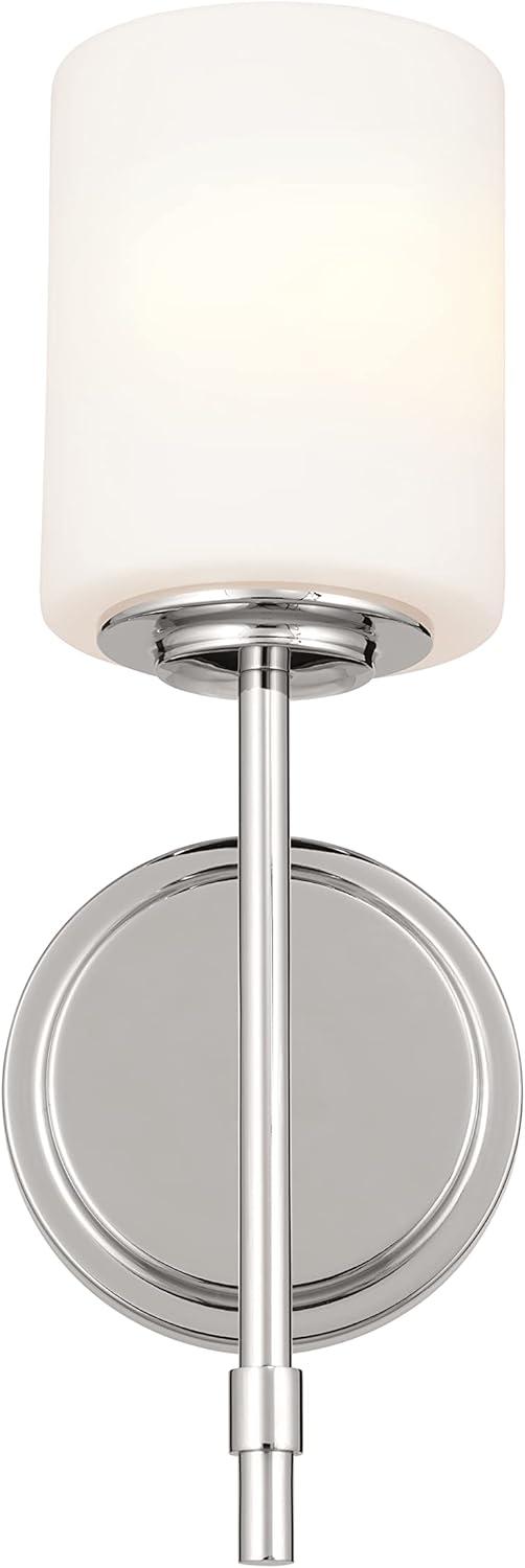 Polished Nickel Cylinder Wall Sconce with Opal Glass Shade