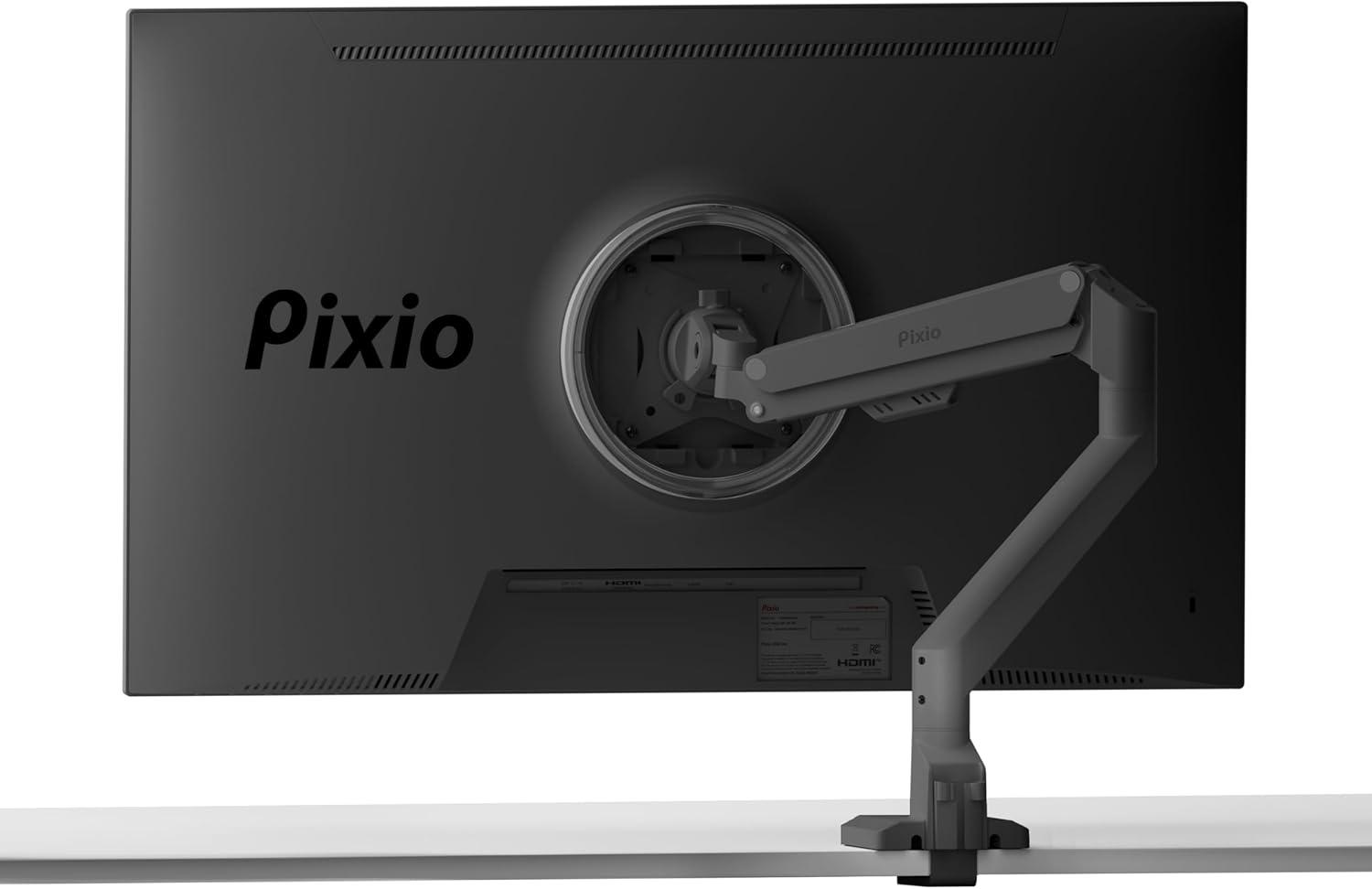 Pixio PS1S Wave Black Single Monitor Arm Stand Desk Mount - Fits up to 32 inches Monitors and up to 19.8lbs. VESA Compatibility and Integrated Cable Management