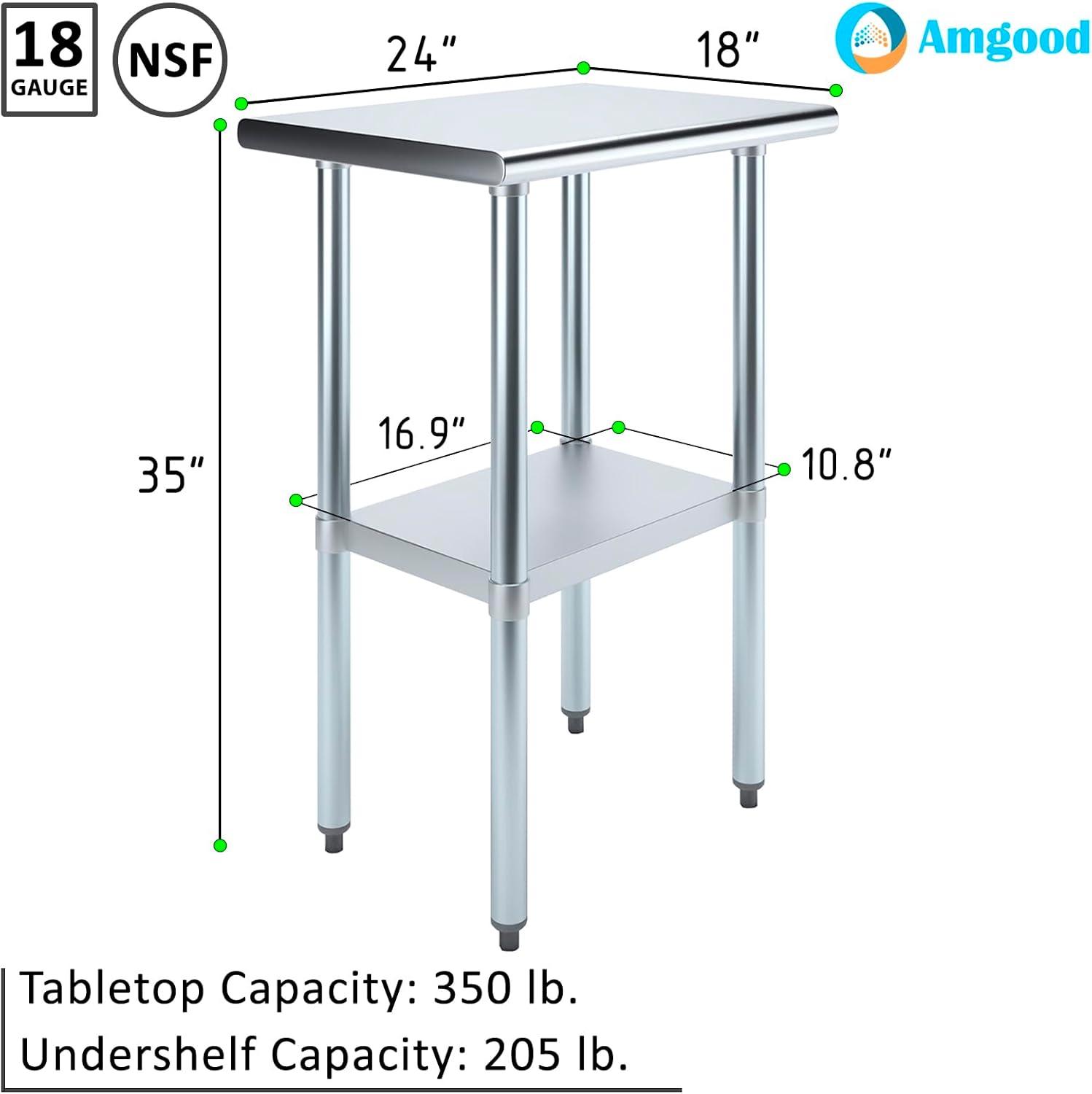 Amgood 24 in. x 18 in. Stainless Steel Table