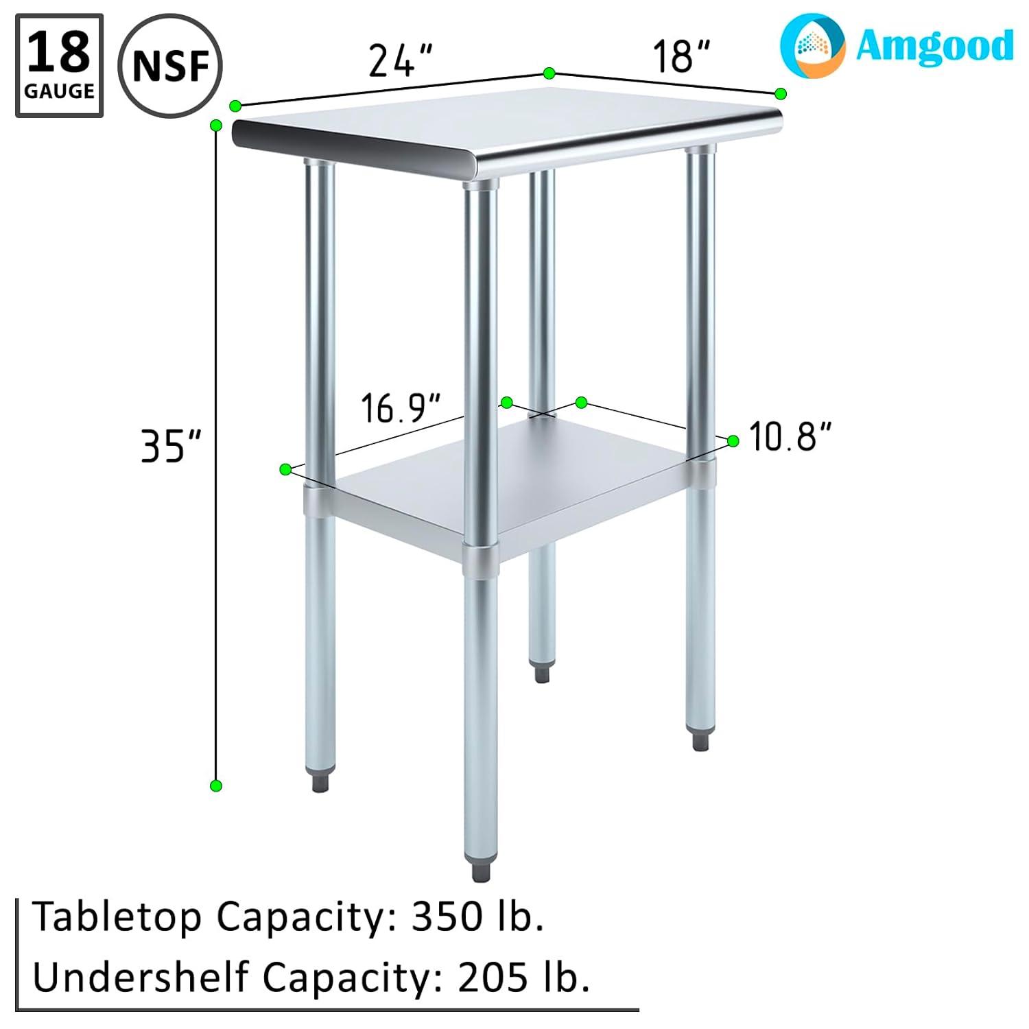 Amgood 24 in. x 18 in. Stainless Steel Table