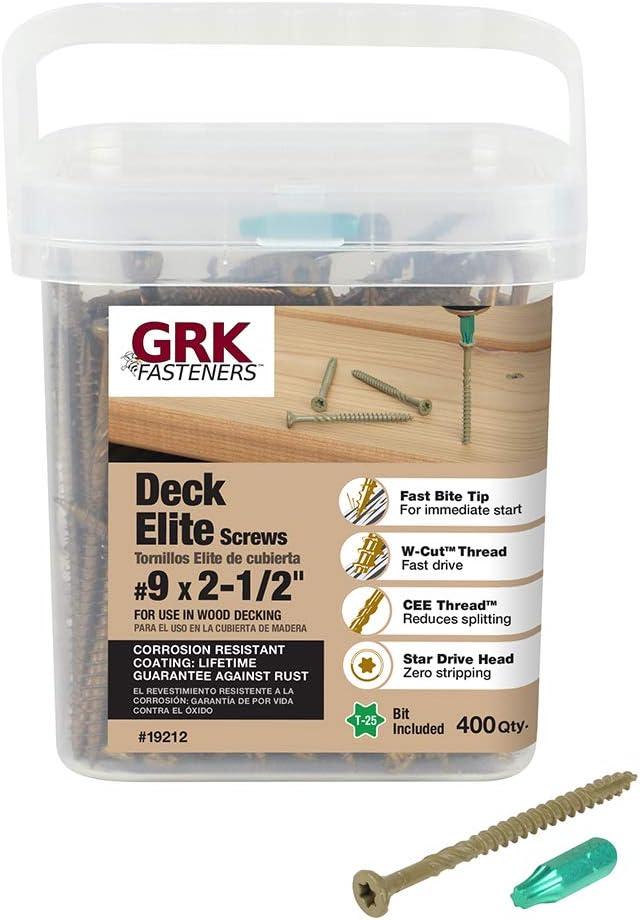 GRK 2-1/2" Tan W-Cut Wood Deck Screws, 400 Count