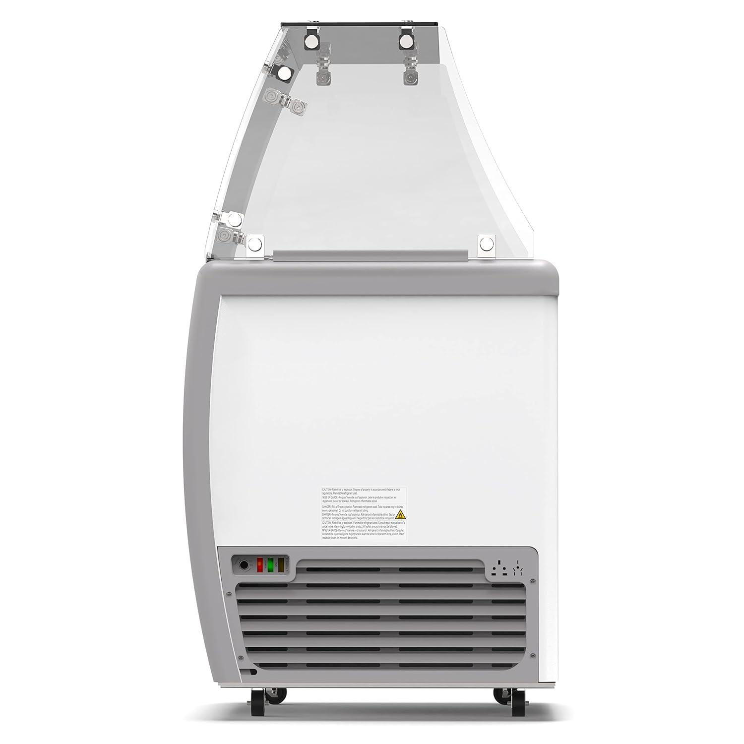 KoolMore 26 in. 4 Tub Ice Cream Dipping Cabinet Display Freezer with Sliding Glass Door and Sneeze Guard, 6 cu. ft. KM-ICD-26SD-FG.