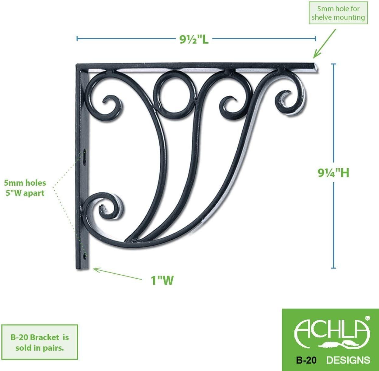 2pk 12&#34; Art Deco Steel Shelf Bracket Black - ACHLA Designs