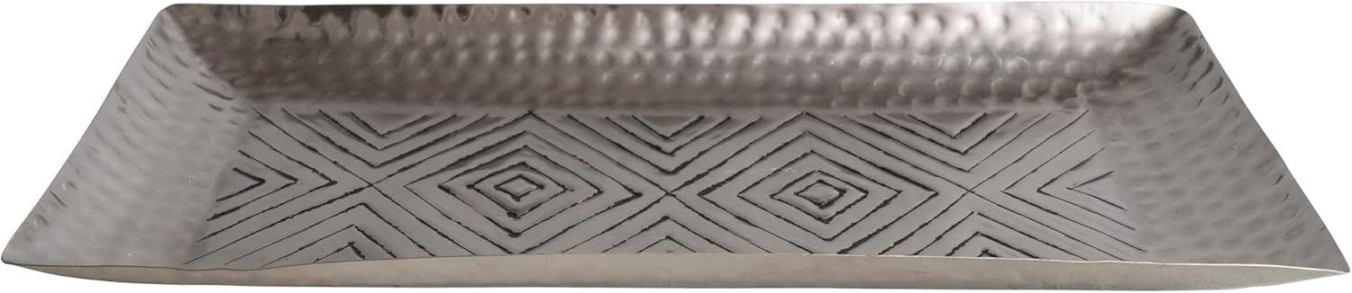 Creative Co-Op Decorative Aluminum Tray with Geometric Design, Antique Silver Finish