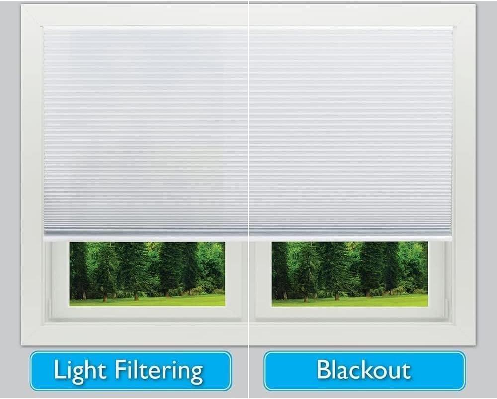 Redi Shade No Tools Easy Lift Trim-at-Home Cordless Cellular Blackout Fabric Shade Natural, 60 in x 64 in, (Fits windows 43 in - 60 in)