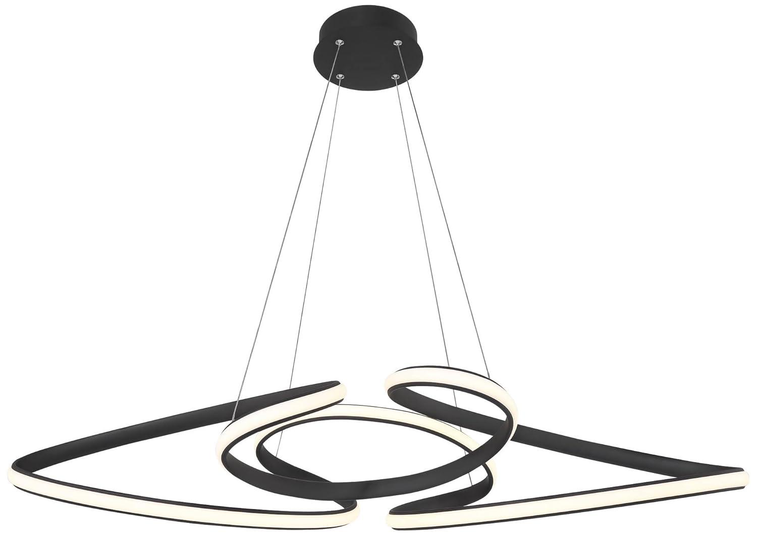 Possini Euro Design Helix Sand Black Multi-Ring Ceiling Pendant Light 39 1/2" Wide Ultra Modern Minimalist Spiral Dimmable LED Strip Steel Dining Room