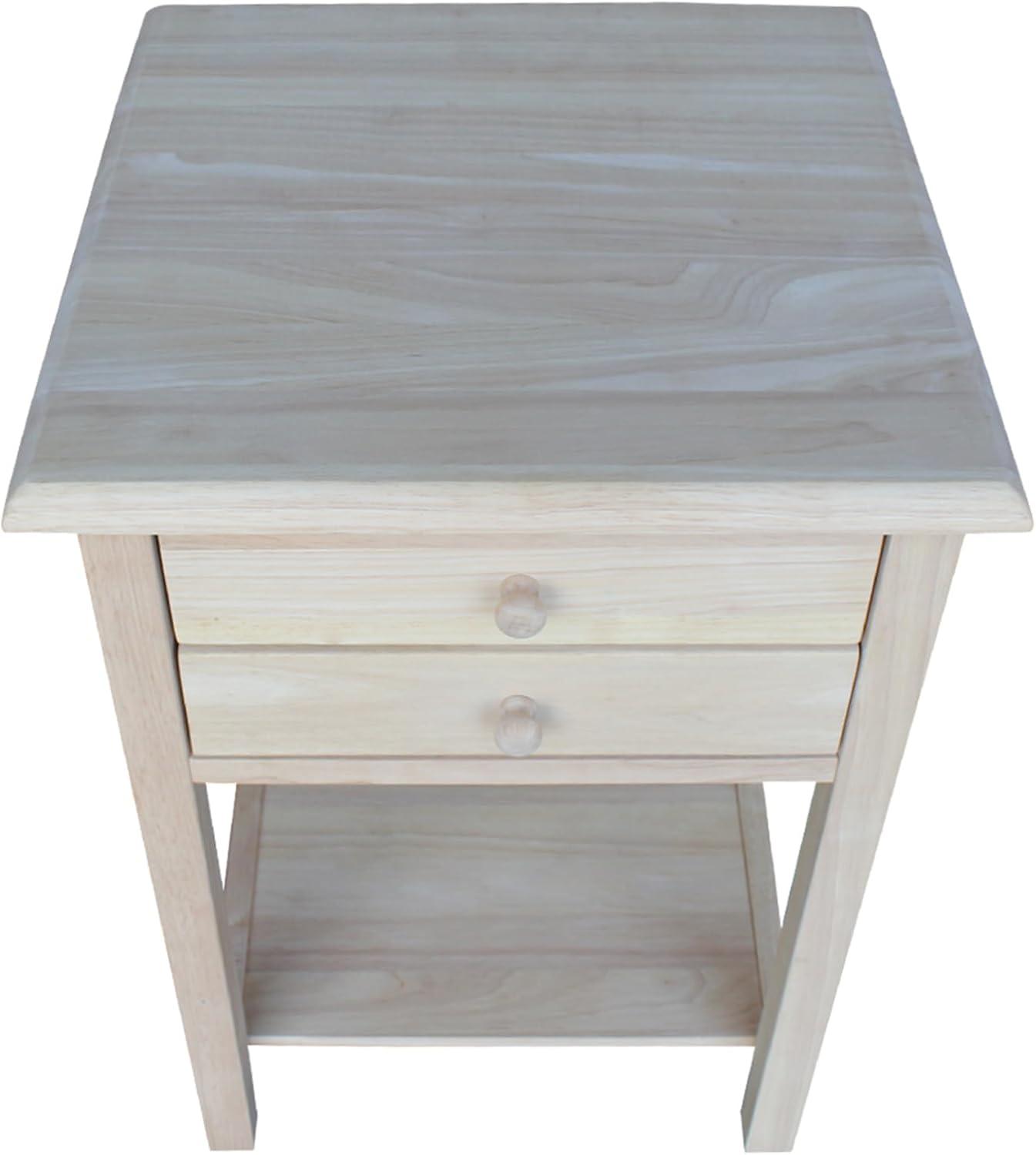 Lamp Table with 2 Drawers - International Concepts: Solid Parawood, Square, Traditional Style