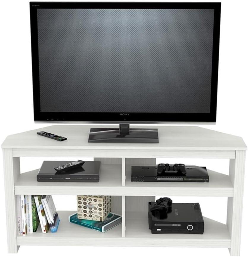 Inval 4-Shelf Corner TV Stand for TVs up to 60”, Washed Oak