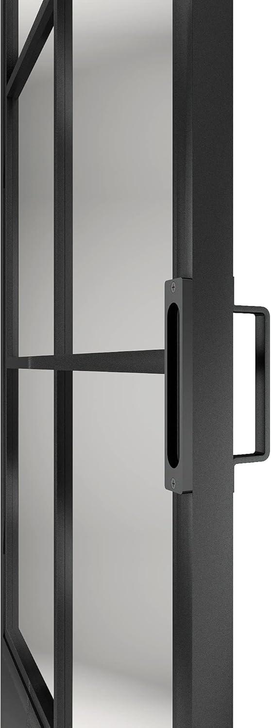 30 in. x 84 in. Frosted Glass Black Steel Frame Barn Door with Sliding Hardware