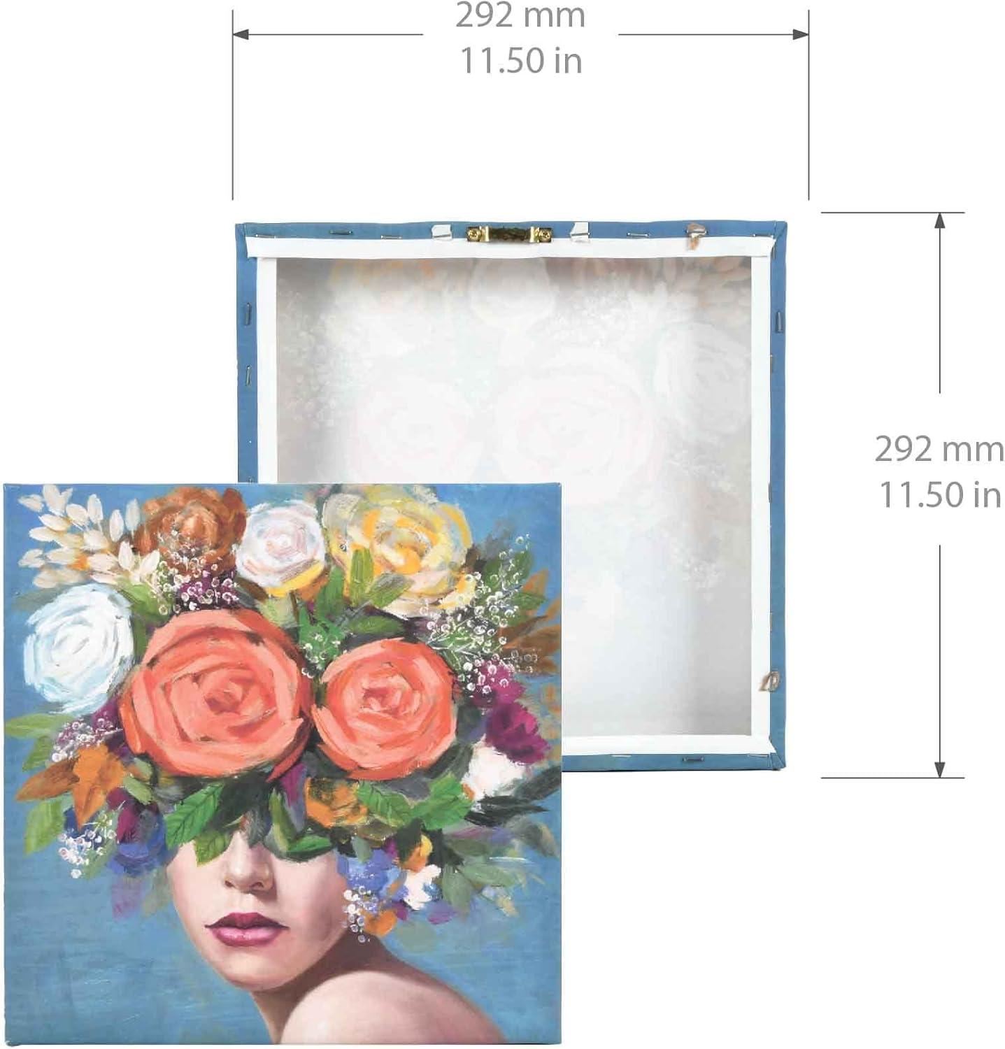 Prinz Glam Bright Flower Head Portrait 11.5" x 11.5" Canvas Wall Art, Multicolor Print