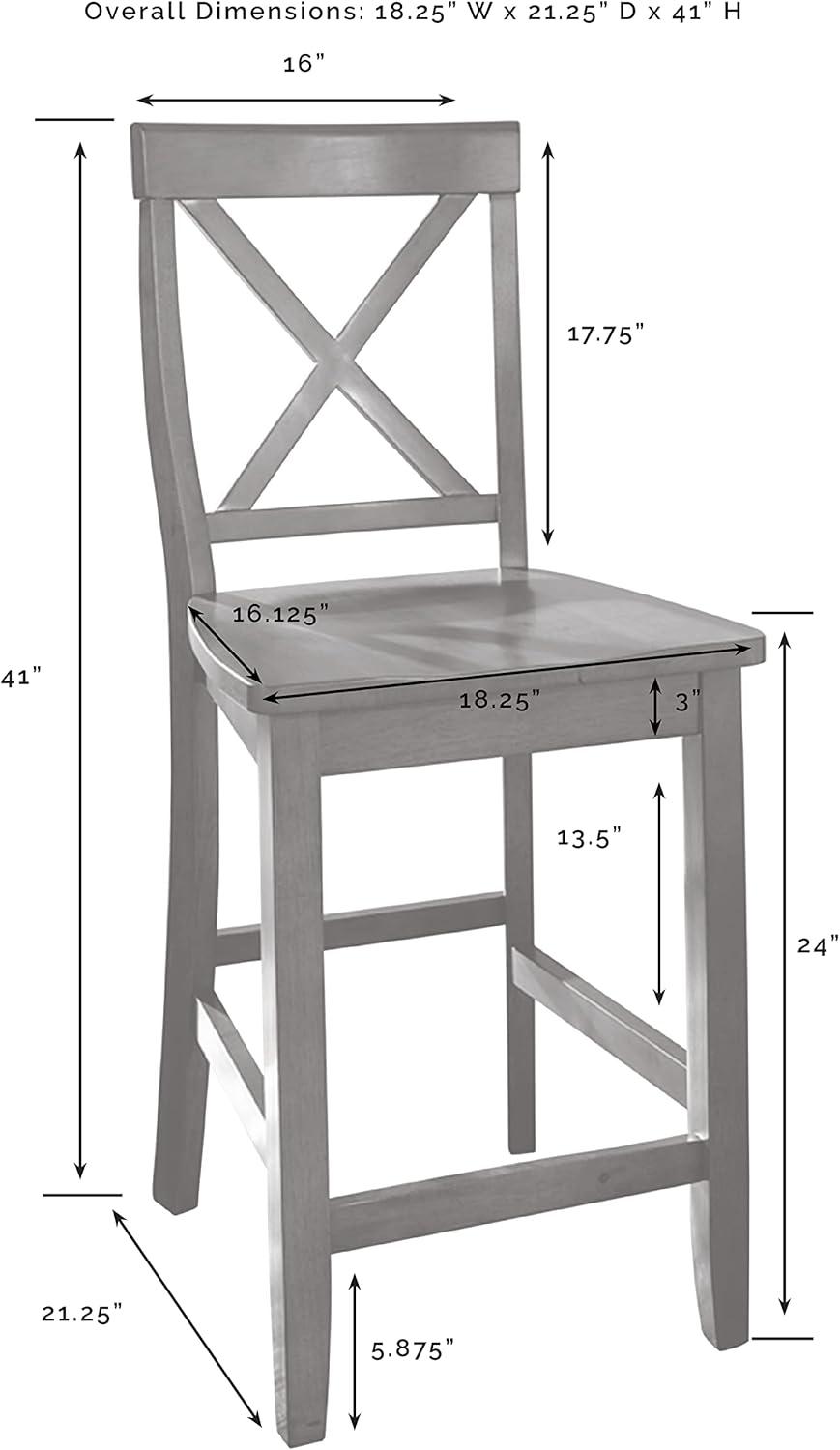 Curved X-Back Gray Wood Counter Stool Set, 24-inch - 2 Pieces