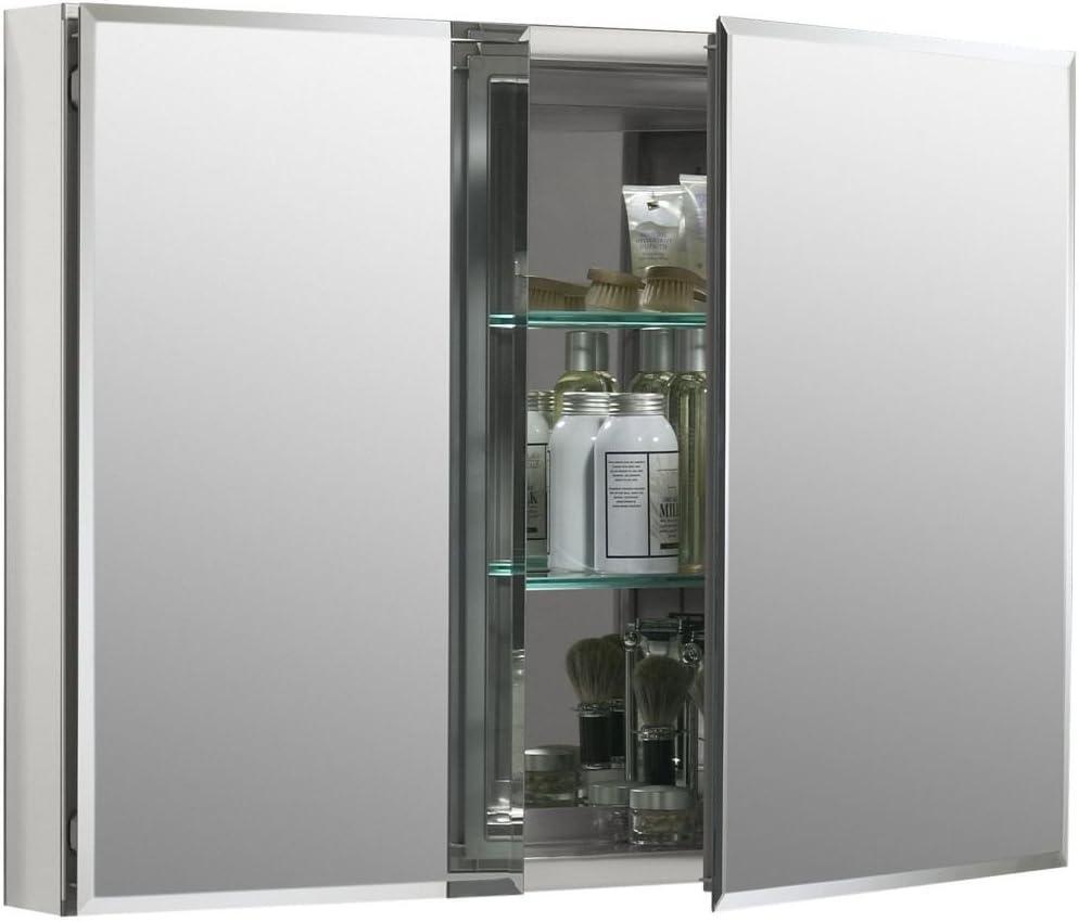 CLC Aluminum Two-Door Medicine Cabinet With Mirrored Doors, Beveled Edges