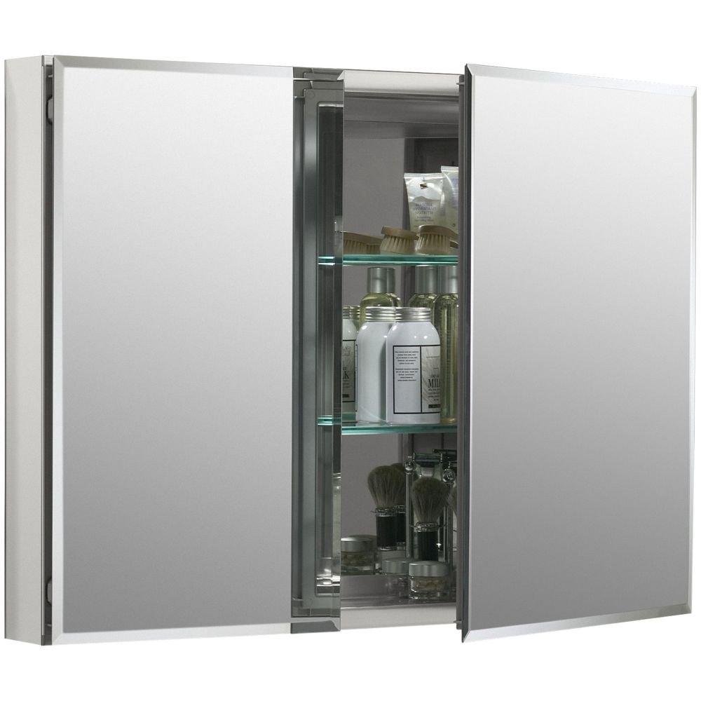 CLC Aluminum Two-Door Medicine Cabinet With Mirrored Doors, Beveled Edges