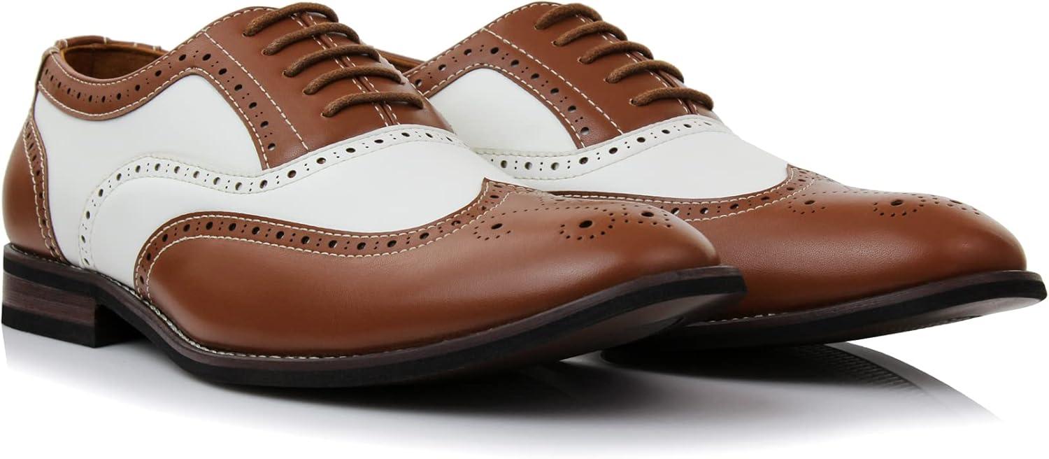 Ferro Aldo Arthur MFA139001D Mens Wingtip Oxford Spectator Dress Shoes, in Brown & White, Men's Size 11