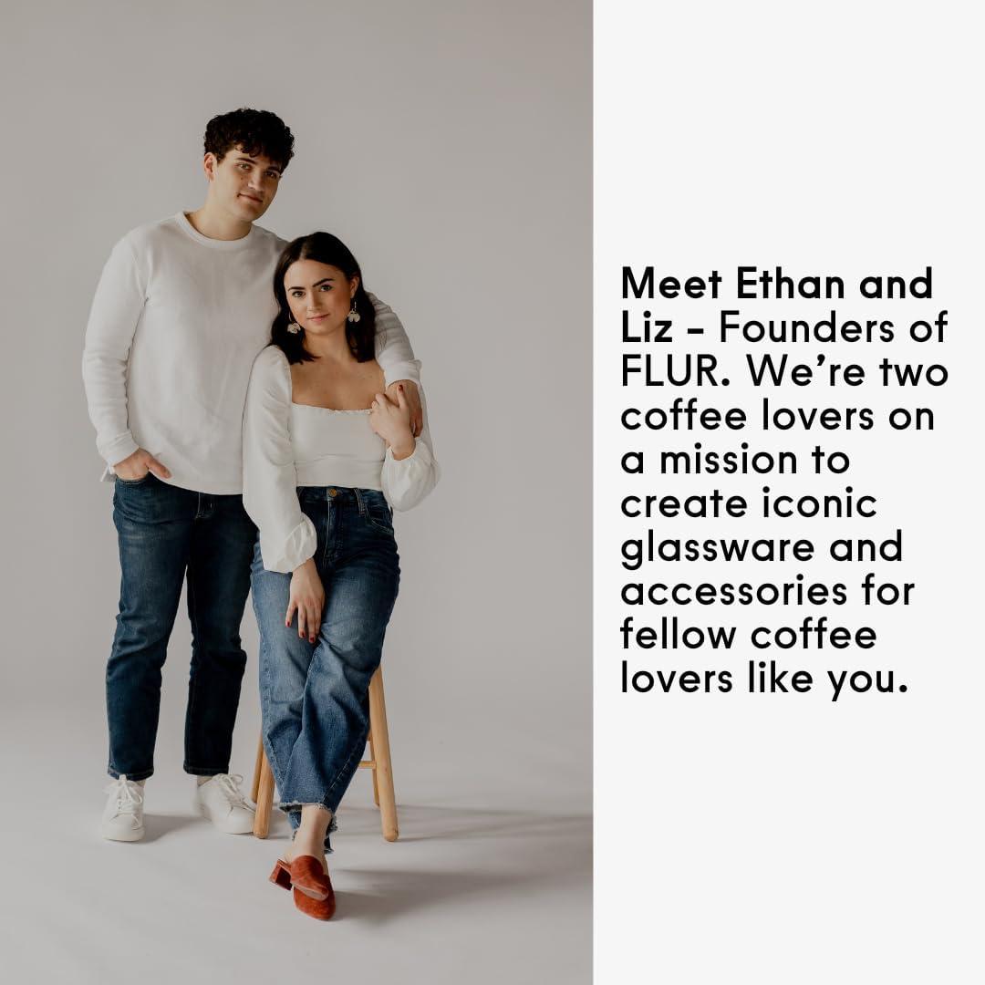 FLUR Latte Glass (Set of 2): For Lattes and Milk Drinks - Makes Latte Art Easier - Double-Walled Borosilicate Glass - Handmade - 7oz (Teal)