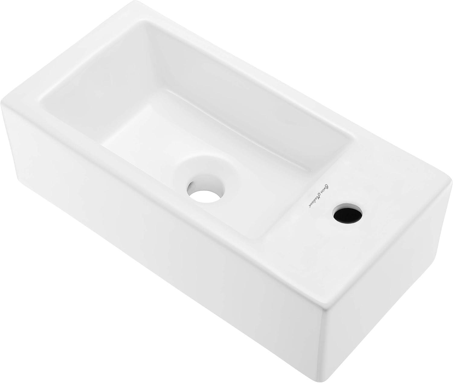 Voltaire Rectangular Ceramic Wall Hung Sink with Right Side Faucet Mount