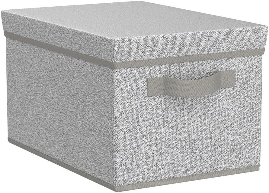 Gray Linen-Like Fabric Large Storage Bins with Lids, 3-Pack