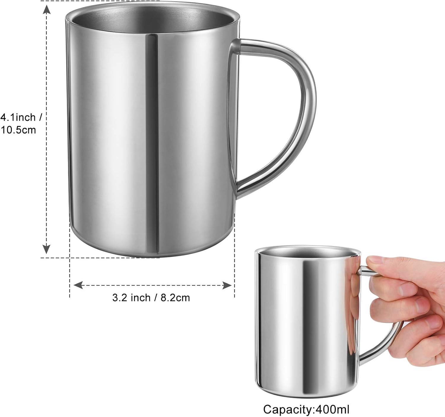 2 Packs 400ml Stainless Steel Double Wall Mug,Travel Camping Mug,Suitable for Coffee, Milk,Juice,Tea and other Cold or Hot Drinks