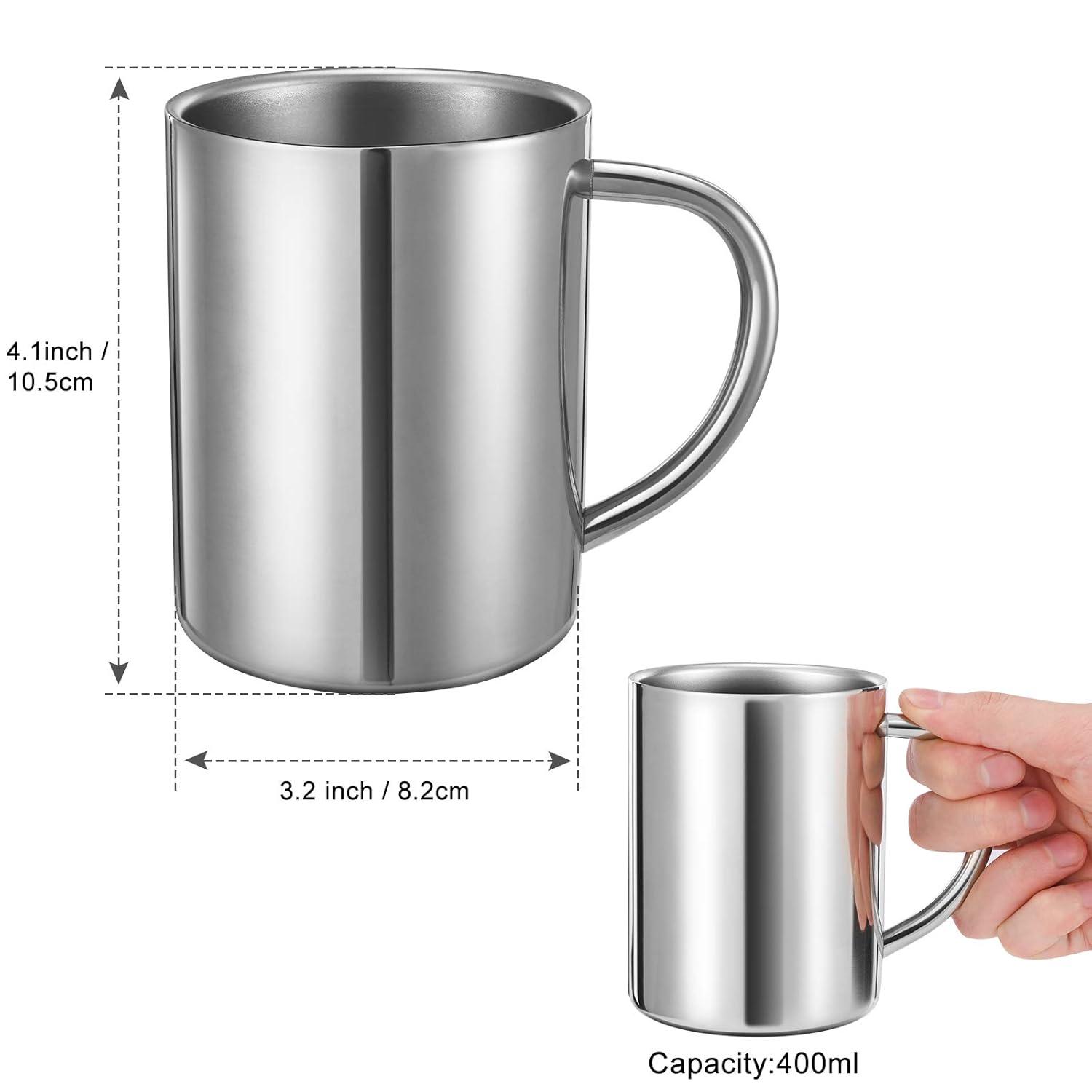 2 Packs 400ml Stainless Steel Double Wall Mug,Travel Camping Mug,Suitable for Coffee, Milk,Juice,Tea and other Cold or Hot Drinks