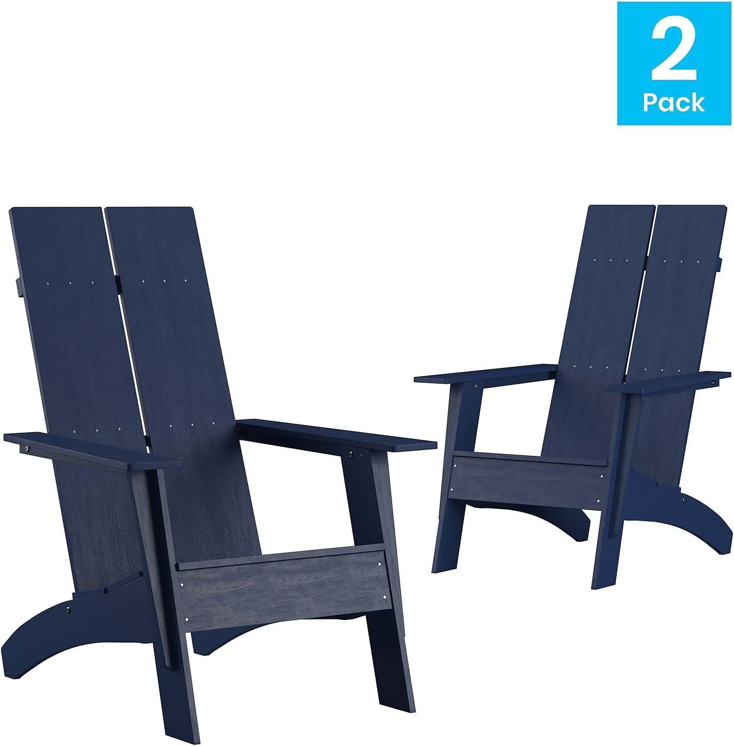 Flash Furniture Set of 2 Sawyer Modern All-Weather Poly Resin Wood Adirondack Chairs