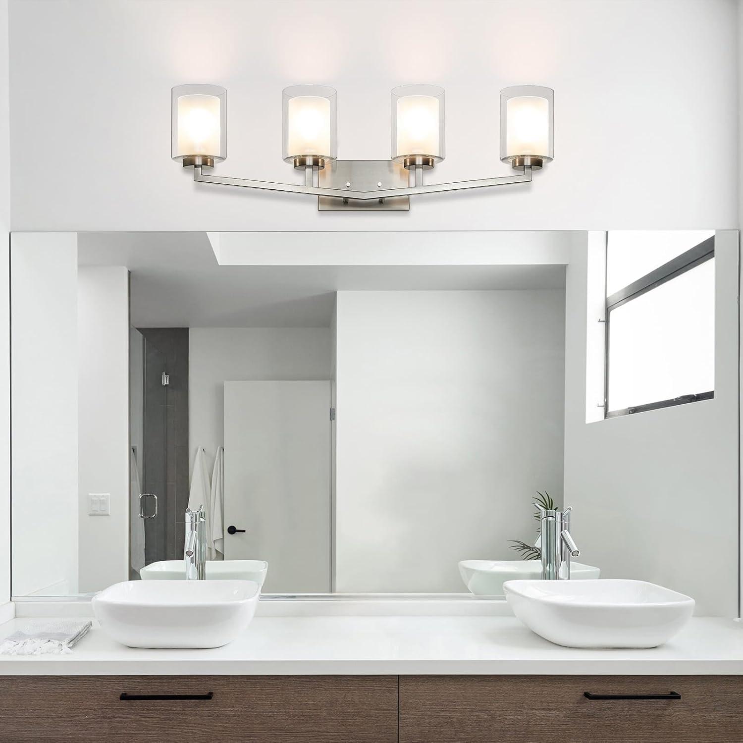 Brushed Nickel 4-Light Modern Dimmable Vanity Fixture