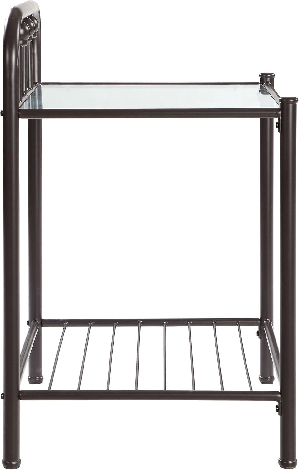 Coaster Livingston Traditional 1 Shelf Metal Nightstand with Glass Top Dark Bronze