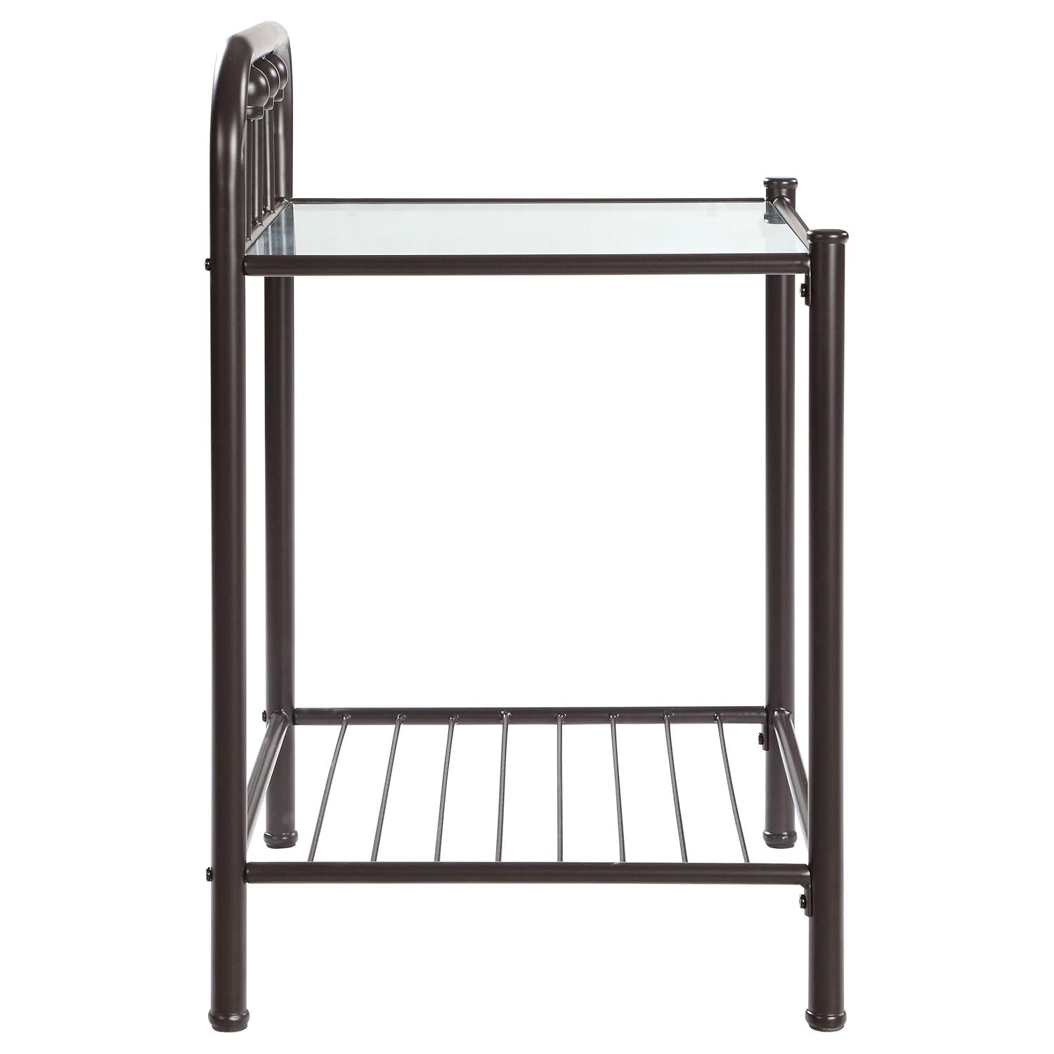 Coaster Livingston Traditional 1 Shelf Metal Nightstand with Glass Top Dark Bronze