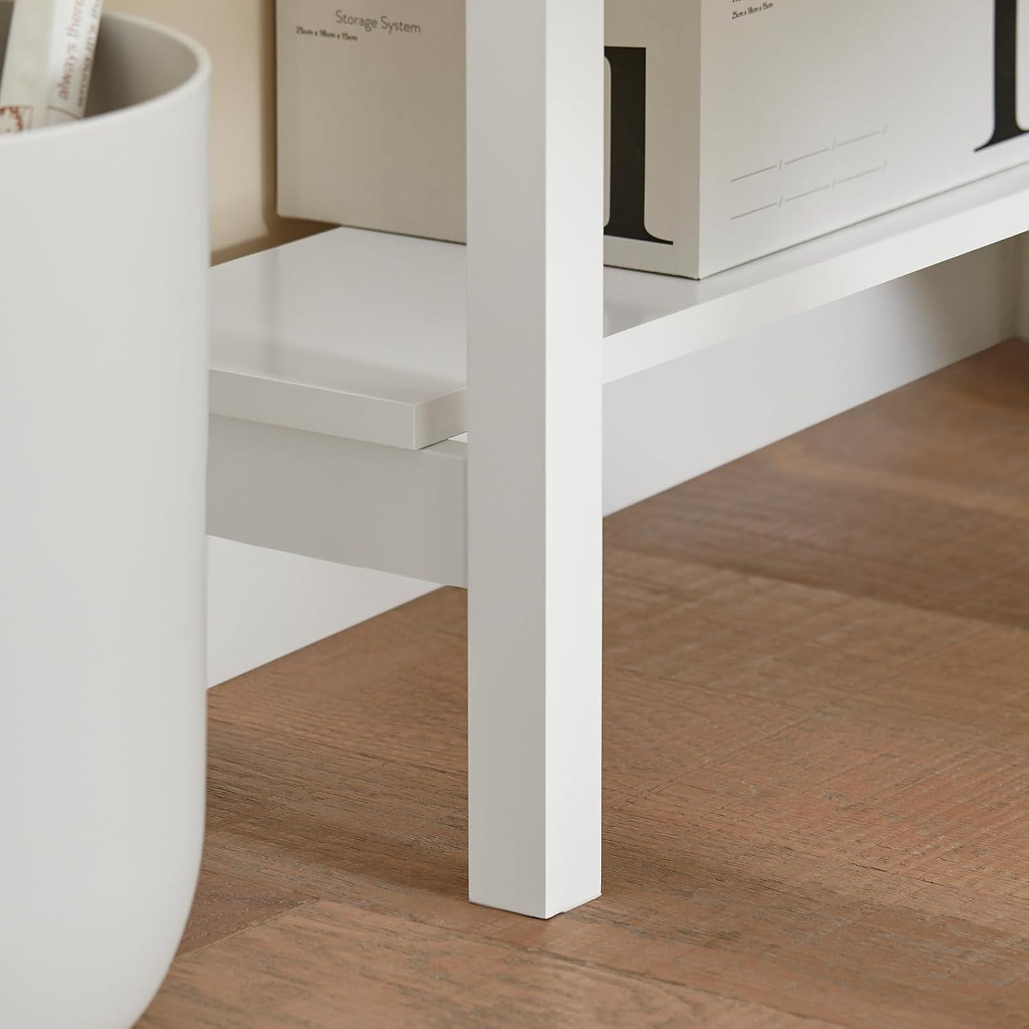 Haotian Floor Standing Corner Desk Triangle Computer Desk with Drawer and Shelf, Home Office Desk, Computer Workstation, White FWT31-W