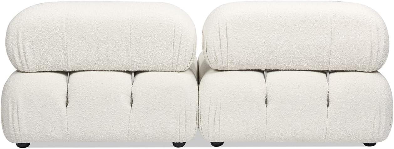 Marcel 72.5" Bubble Modular Modern 2-Piece Loveseat Sofa, Ivory White Boucle